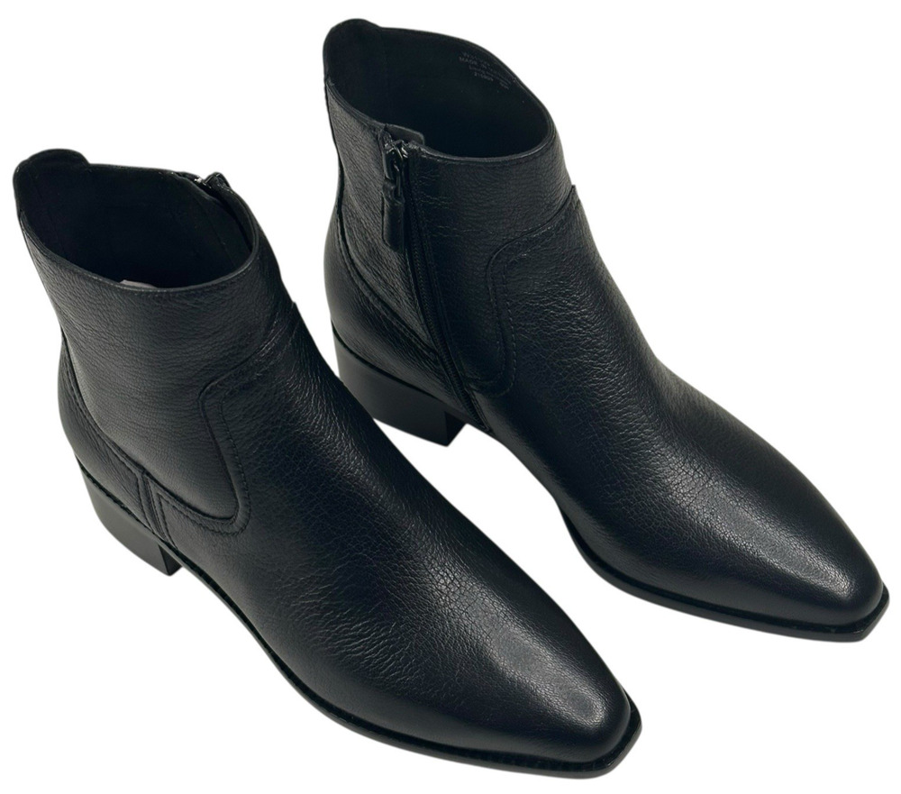 COLE HAAN Naia Black Leather Ankle Boots Womens Size 7B Side Zip New $200 I